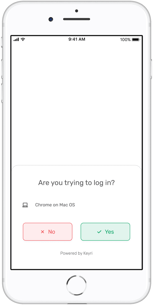 Mobile confirmation screen without risk analytics enabled
